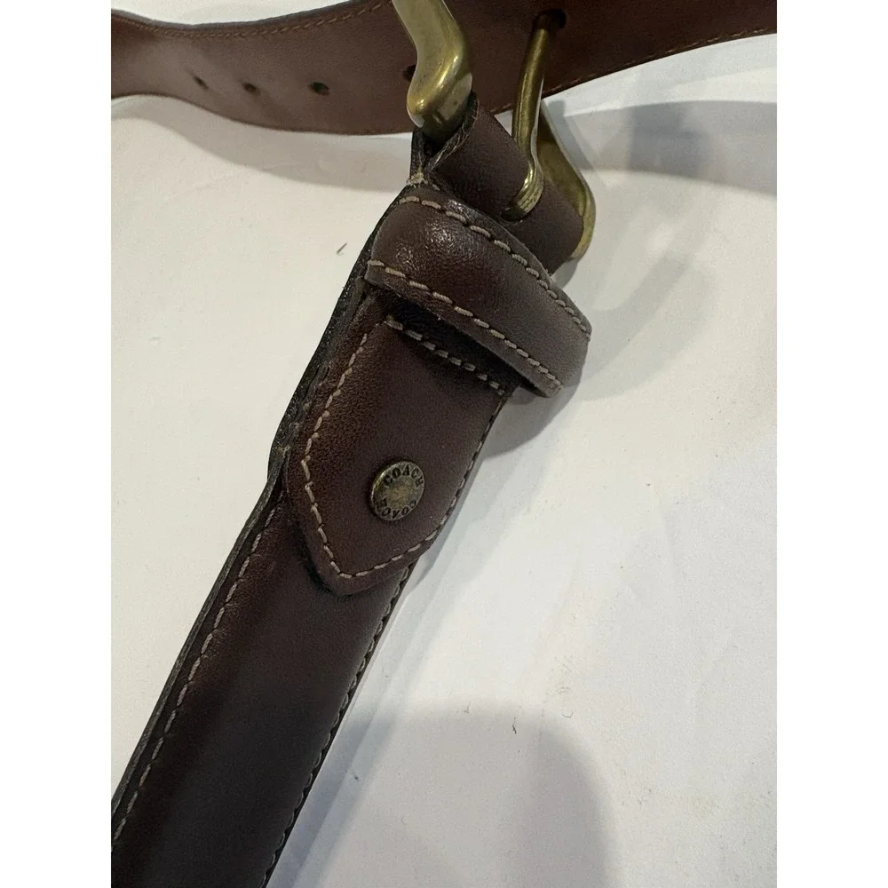 Coach Brown Leather Belt Men's Sz 40-42 Estimated Brass Buckle Genuine Leather
